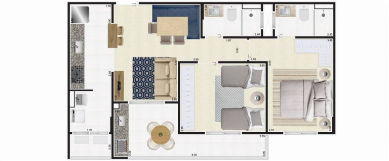 Imagem Apartamento com 2 Quartos à Venda, 71 m² em Guilhermina - Praia Grande