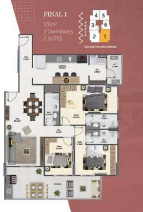 Imagem Apartamento com 3 Quartos à Venda, 126 m² em Guilhermina - Praia Grande