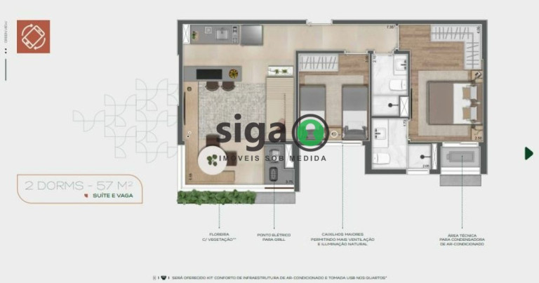 Imagem Apartamento com 2 Quartos à Venda, 57 m² em Brooklin - São Paulo Imagem Apartamento com 2 Quartos à Venda, 57 m² em Brooklin - São Paulo
