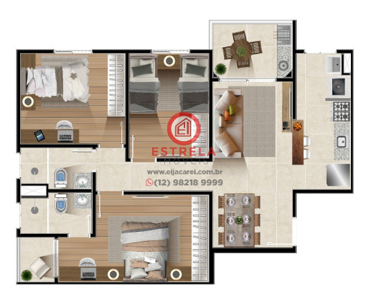 Imagem Imóvel com 3 Quartos à Venda, 74 m² em Centro - Jacareí Imagem Imóvel com 3 Quartos à Venda, 74 m² em Centro - Jacareí