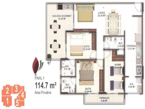 Apartamento com 3 Quartos à Venda, 114 m² em Boqueirão - Praia Grande