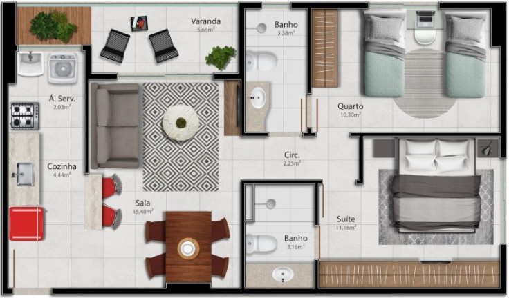 Imagem Imóvel com 2 Quartos à Venda, 64 m² em Barro Vermelho - Vitória Imagem Imóvel com 2 Quartos à Venda, 64 m² em Barro Vermelho - Vitória
