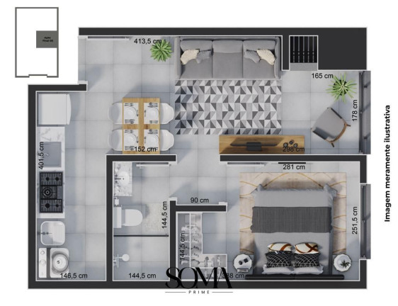 Apartamento com 1 Quarto à Venda, 21 m² em Florestal - Lajeado