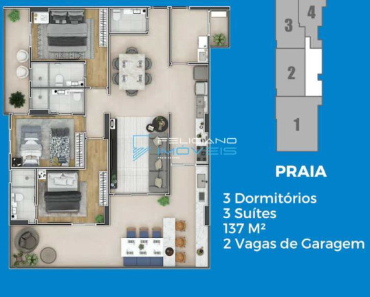 Imagem Apartamento com 1 Quarto à Venda, 65 m² em Flórida - Praia Grande