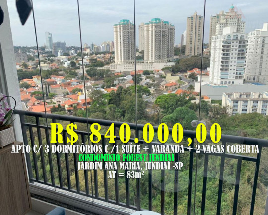 Apartamento com 3 Quartos à Venda, 83 m² em Jardim Ana Maria - Jundiaí