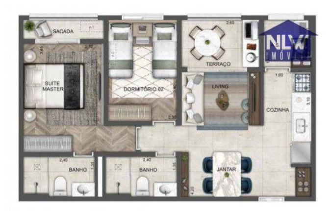 Apartamento com 2 Quartos à Venda, 62 m² em Instituto De Previdência - São Paulo