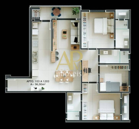 Imagem Apartamento com 3 Quartos à Venda, 119 m² em Pedra Branca - Palhoça