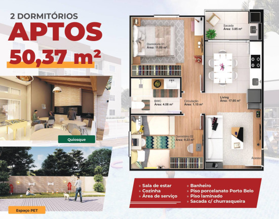 Imagem Apartamento com 2 Quartos à Venda, 50 m² em Alto Perequê - Porto Belo Imagem Apartamento com 2 Quartos à Venda, 50 m² em Alto Perequê - Porto Belo