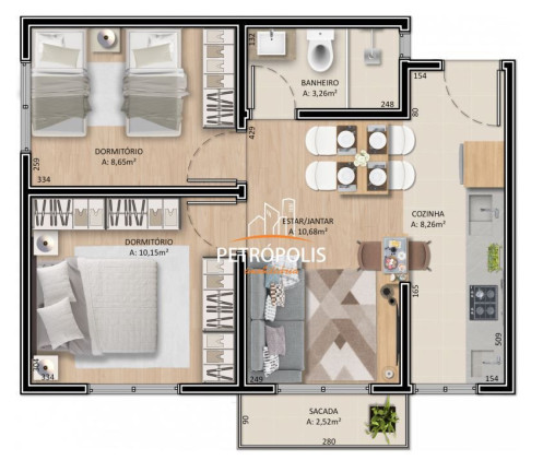 Imagem Apartamento com 2 Quartos à Venda, 56 m² em Cidade Nova - Caxias Do Sul
