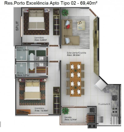 Apartamento com 2 Quartos à Venda, 69 m² em Alto Perequê - Porto Belo