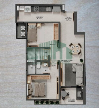 Imagem Apartamento com 1 Quarto à Venda, 35 m² em Bairro Novo - Olinda