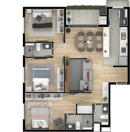 Imagem Apartamento com 3 Quartos à Venda, 85 m² em Boa Vista - Curitiba