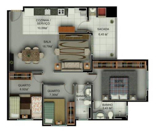 Imagem Apartamento com 3 Quartos à Venda, 92 m² em Centro - São José Dos Pinhais