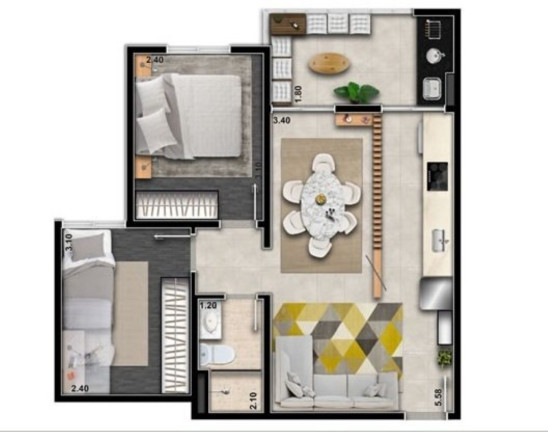 Imagem Apartamento com 2 Quartos à Venda, 46 m² em Vila Ema - São Paulo