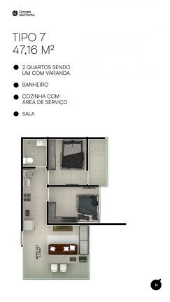 Imagem Apartamento com 2 Quartos à Venda, 47 m² em Porto De Galinhas - Ipojuca