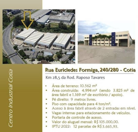 Galpão para Alugar, 4.994 m² em água Espraiada (caucaia Do Alto) - Cotia