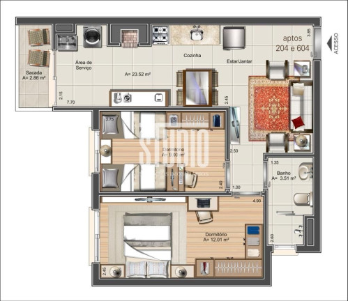 Imagem Apartamento com 2 Quartos à Venda, 59 m² em Triângulo - Carlos Barbosa