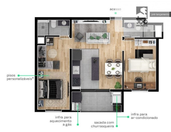 Imagem Apartamento com 2 Quartos à Venda, 61 m² em Novo Mundo - Curitiba Imagem Apartamento com 2 Quartos à Venda, 61 m² em Novo Mundo - Curitiba