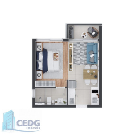 Imagem Apartamento com 1 Quarto à Venda, 41 m² em Portão - Curitiba