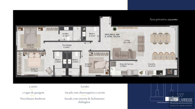 Imagem Apartamento com 3 Quartos à Venda, 122 m² em Mar Grosso - Laguna Imagem Apartamento com 3 Quartos à Venda, 122 m² em Mar Grosso - Laguna