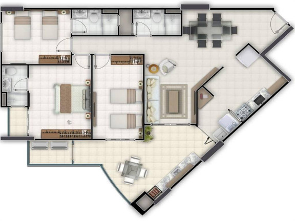Foto do imóvel Apartamento com 3 Quartos à Venda, 122 m² em Canto Do Forte - Praia Grande