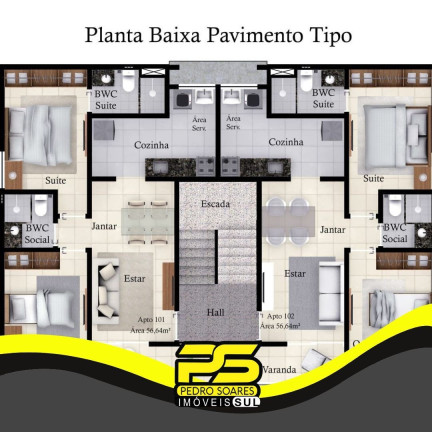 Imagem Flat com 2 Quartos à Venda, 56 m² em Cristo Redentor - João Pessoa