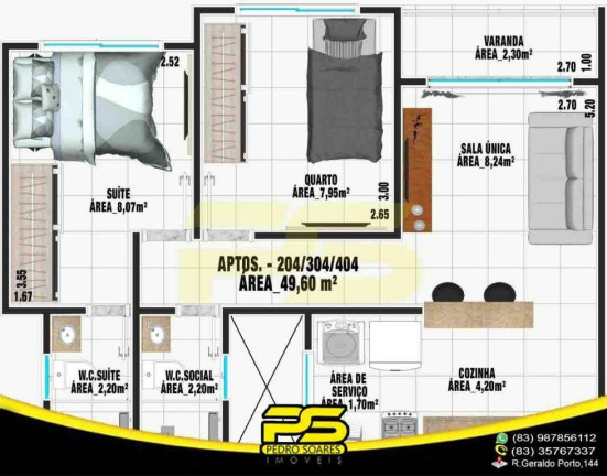 Imagem Apartamento com 2 Quartos à Venda, 55 m² em João Paulo Ii - João Pessoa