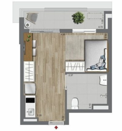 Imagem Studio com 1 Quarto à Venda, 21 m² em Campo Belo - São Paulo