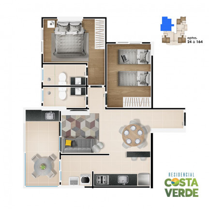 Apartamento com 2 Quartos à Venda, 73 m² em Vila Atlântica - Mongaguá