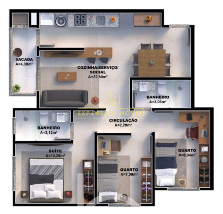 Imagem Apartamento com 3 Quartos à Venda, 69 m² em Nova Palhoça - Palhoça