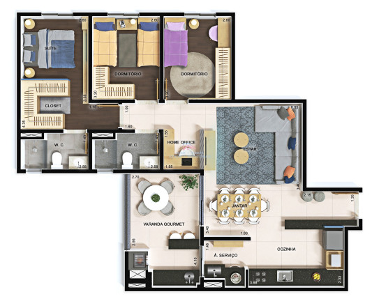 Imagem Apartamento com 2 Quartos à Venda, 58 m² em Jardim Do Lago - Jundiaí