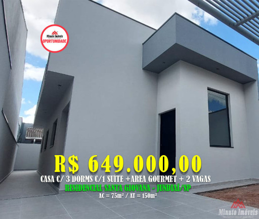 Casa com 3 Quartos à Venda, 75 m² em Residencial Santa Giovana - Jundiaí