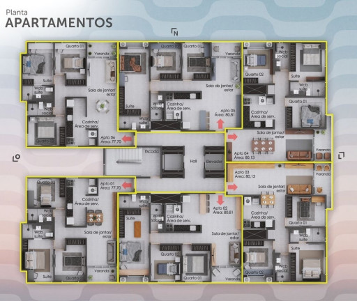 Imagem Apartamento com 3 Quartos à Venda, 80 m² em Poço - Cabedelo Imagem Apartamento com 3 Quartos à Venda, 80 m² em Poço - Cabedelo