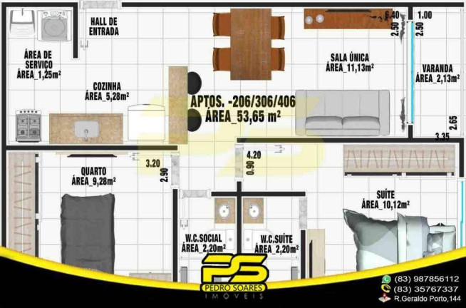Imagem Apartamento com 2 Quartos à Venda, 55 m² em João Paulo Ii - João Pessoa
