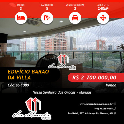 Imagem Apartamento com 3 Quartos à Venda, 240 m² em Nossa Senhora Das Graças - Manaus Imagem Apartamento com 3 Quartos à Venda, 240 m² em Nossa Senhora Das Graças - Manaus