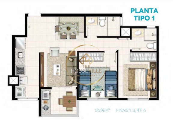 Foto do imóvel Apartamento com 2 Quartos à Venda, 56 m² em Martim De Sá - Caraguatatuba