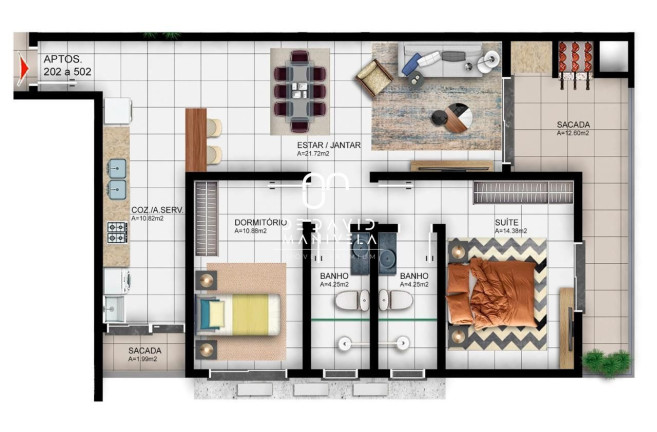 Apartamento com 2 Quartos à Venda, 99 m² em Camobi - Santa Maria