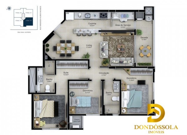 Imagem Apartamento com 3 Quartos à Venda, 96 m² em Mar Grosso - Laguna