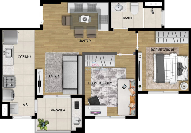 Imagem Apartamento com 2 Quartos à Venda, 53 m² em Jardim Carolina - Jundiaí
