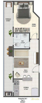 Imagem Apartamento com 1 Quarto à Venda, 39 m² em Boqueirão - Praia Grande