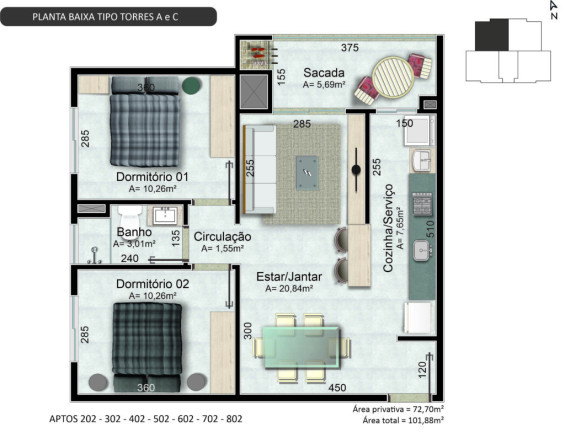 Imagem Apartamento com 2 Quartos à Venda, 72 m² em Universitário - Lajeado Imagem Apartamento com 2 Quartos à Venda, 72 m² em Universitário - Lajeado