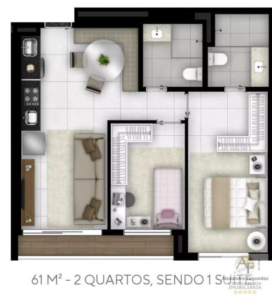 Imagem Apartamento com 2 Quartos à Venda, 61 m² em Setor Bueno - Goiânia