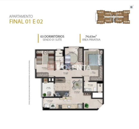 Imagem Apartamento com 2 Quartos à Venda, 74 m² em Santa Catarina - Criciúma Imagem Apartamento com 2 Quartos à Venda, 74 m² em Santa Catarina - Criciúma