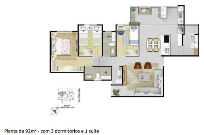 Imagem Apartamento com 3 Quartos à Venda, 92 m² em Campestre - Santo André