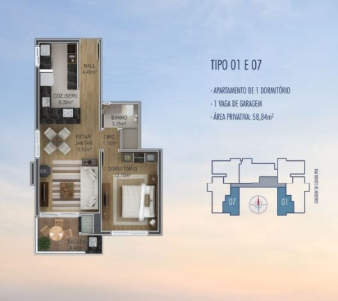 Imagem Apartamento com 1 Quarto à Venda, 58 m² em Centro - Canela Imagem Apartamento com 1 Quarto à Venda, 58 m² em Centro - Canela