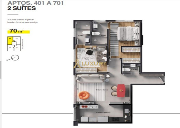 Imagem Imóvel com 2 Quartos à Venda, 56 m² em Lourdes - Belo Horizonte