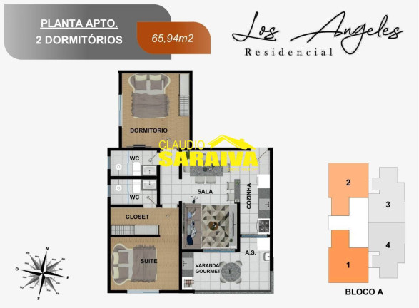 Apartamento com 2 Quartos à Venda, 65 m² em Porto Novo - Caraguatatuba