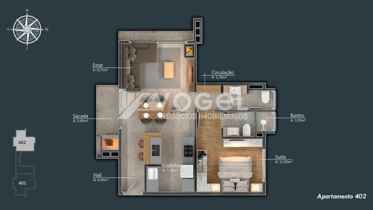 Imagem Apartamento com 1 Quarto à Venda, 44 m² em Centro - Canela