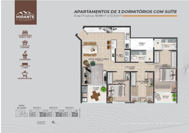 Imagem Apartamento com 3 Quartos à Venda, 169 m² em Coqueiros - Florianópolis Imagem Apartamento com 3 Quartos à Venda, 169 m² em Coqueiros - Florianópolis