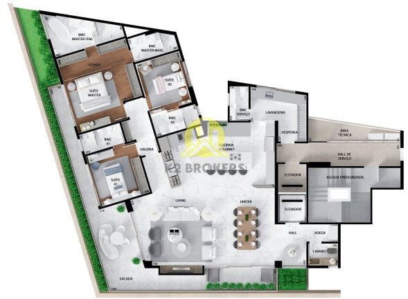 Imagem Apartamento com 3 Quartos à Venda, 206 m² em água Verde - Curitiba Imagem Apartamento com 3 Quartos à Venda, 206 m² em água Verde - Curitiba